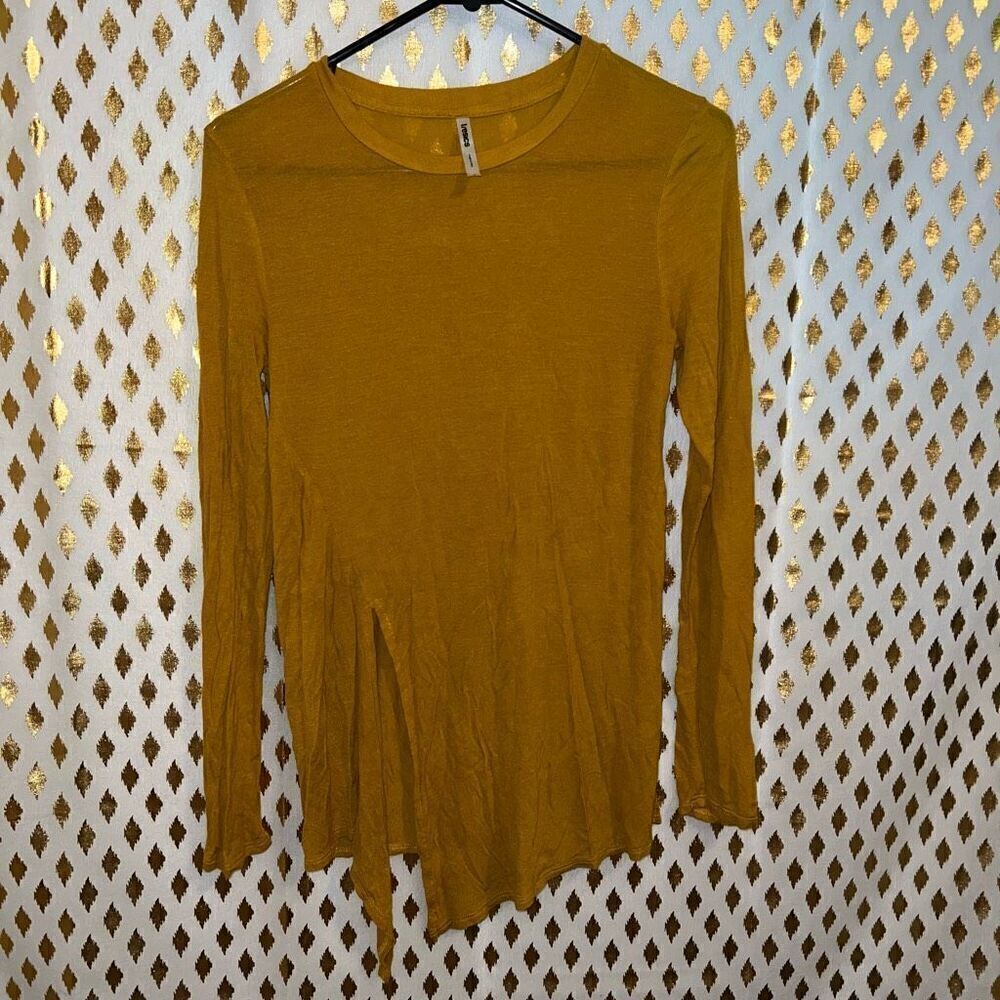 thin long mustard shirt tresics size S